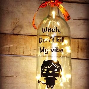Handmade- Witch Vibe logo lighted wine bottle